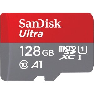 SanDisk 128GB Ultra microSDXC card + SD adapter, Memory card Full HD, up to 140 MB/s, For smartphones and Tablets, with A1 App Performance, UHS-I, Class 10, U1